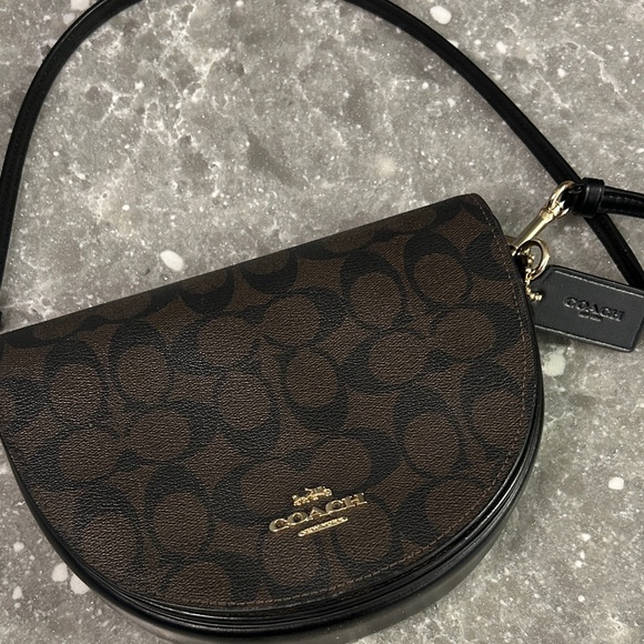 Coach Black and Brown Signature Crossbody Bag - Picture 2 of 6
